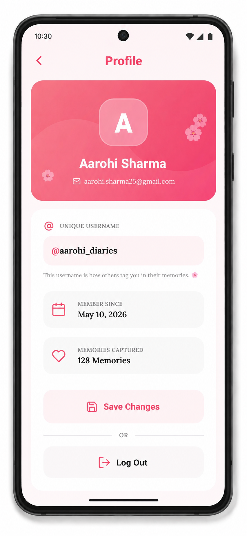 MemoDate Profile screen